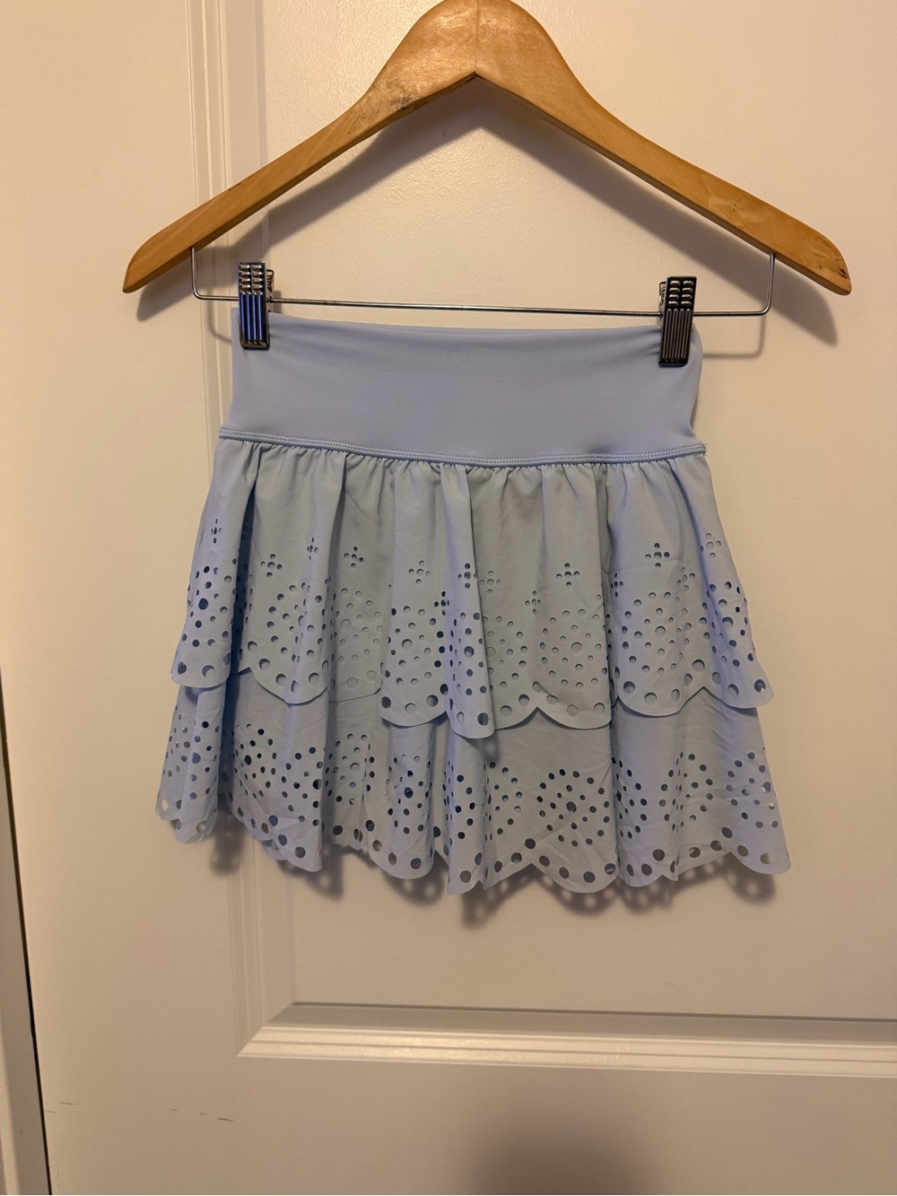 aerie Light Blue Eyelet Tiered Skort. Athletic skirt